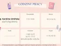 Grafika przedstawia grafik pracy psychologa szkolnego, p. Karoliny Umińskiej. Etat psychologa w szkole obejmuje godziny od poniedziałku do piątku.