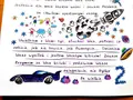 List do dziecka wzór: rysunki dzieci, rakieta, samochód i gwiazdki. Kocham Was!