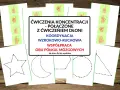 Zestaw darmowe ćwiczenia na koncentrację z obrazkami dłoni i kształtami do obrysowania.