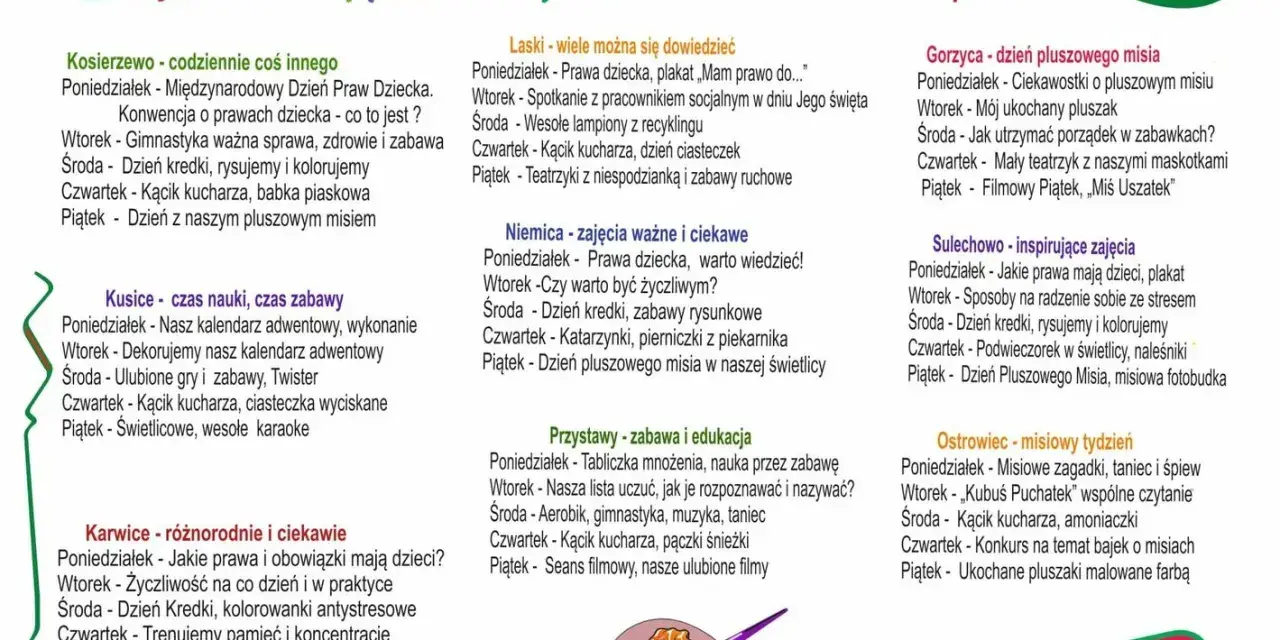 Placówki zapraszają na zajęcia tematyczne. Poznaj prawa i obowiązki dziecka, baw się i ucz.