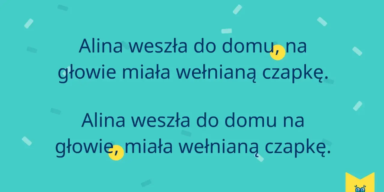 Alina weszła do domu, na głowie miała wełnianą czapkę. Wobec tego przecinek jest kluczowy dla znaczenia zdania.