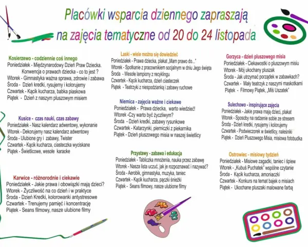 Placówki zapraszają na zajęcia tematyczne. Poznaj prawa i obowiązki dziecka, baw się i ucz.