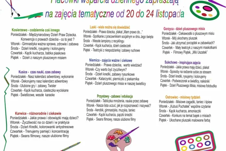 Placówki zapraszają na zajęcia tematyczne. Poznaj prawa i obowiązki dziecka, baw się i ucz.